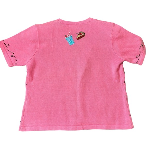 JACK B QUICK Cardigan Sweater Sz M Medium Pink 50s Rock Roller Skate Beaded 90s - Picture 8 of 14